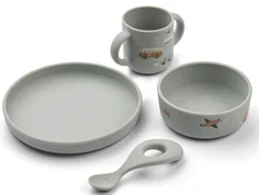 Liewood vehicles/dove blue mix spisesæt Vivi silikone (4-pak)